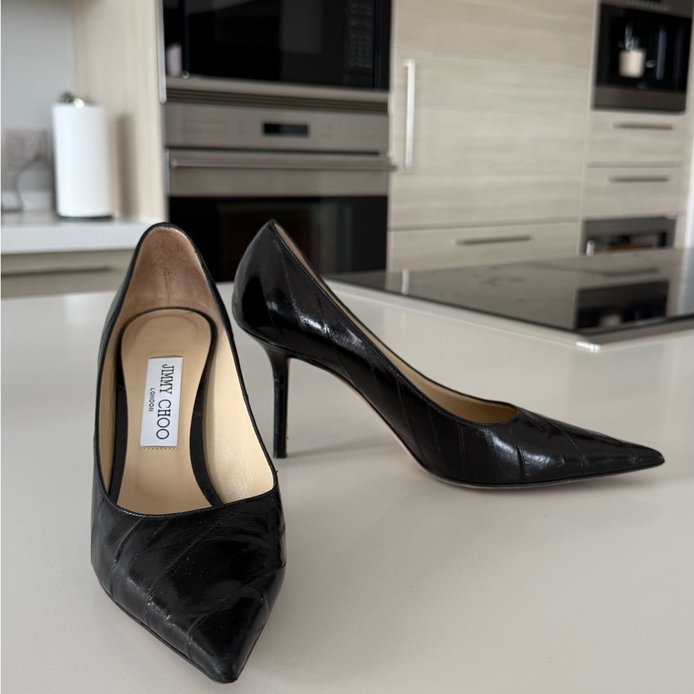 Jimmy Choo Black Heels Sleek Patent Leather